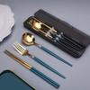 3Pcs Spoon Fork Chopsticks Set With Storage Box Stainless Steel Coffee Snacks Fruit Dessert Fork Spoon Kitchen Teaspoon Set