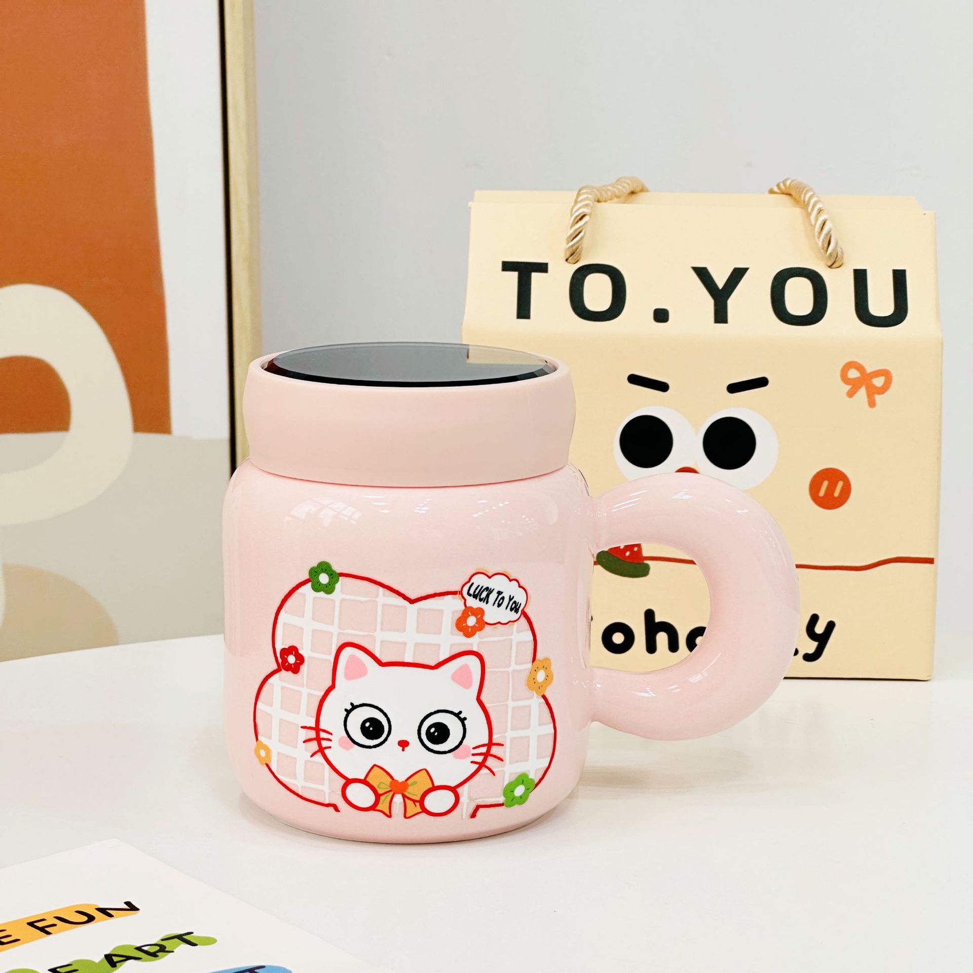 

Фрукты Мультфильм Животное с Крышкой Девушка Сердце Девушка Подарок Керамическая Чашка Маленькая Подарочная Коробка Домашний Набор Кружка Подарок 380ML