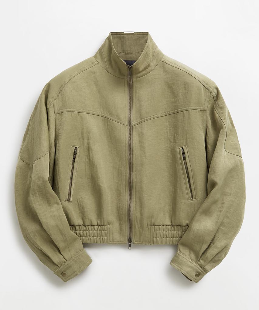 Lmood Baron Washed Nylon Bomber Jacket Beige