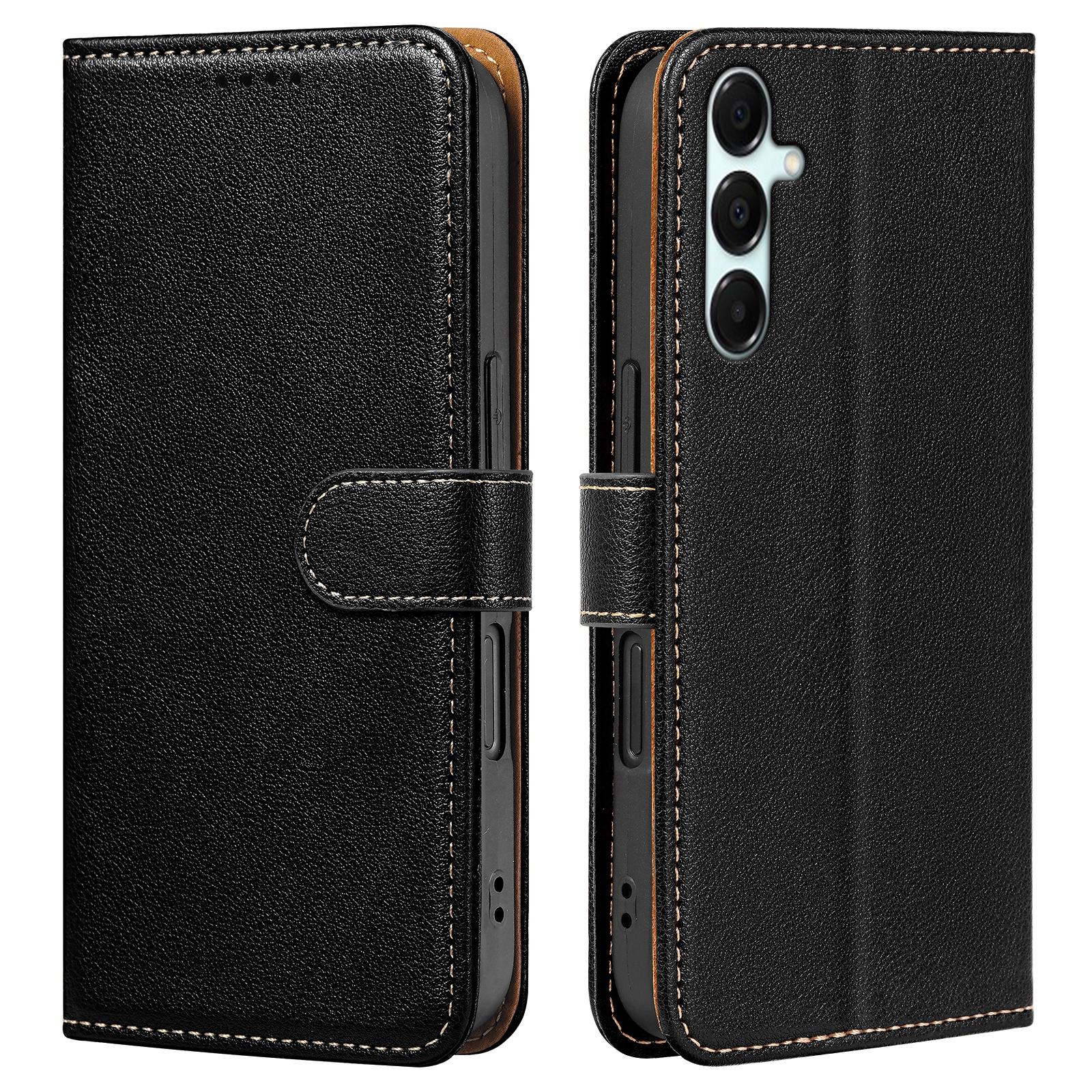 

Чехол для Samsung Galaxy S25 FE, кошелек с RFID-защитой, кожаный чехол для телефона с текстурой личи, магнитная застежка Black