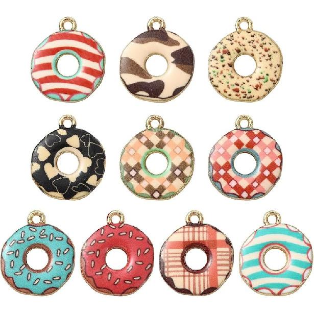 LiQunSweet 20 pcs 10 Styles Vegetable and Fruit Enamel Charms Watermelon Strawberry Banana Carrot Charms for DIY Jewelry Bracelet Necklace Earring