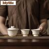 2pc/lot Plant Ash Handmade Relief High Foot Teacup Retro Tea Bowl Mug Tea-tasting Fragrance Cup Jianzhan Master Cups Cafes 45ml
