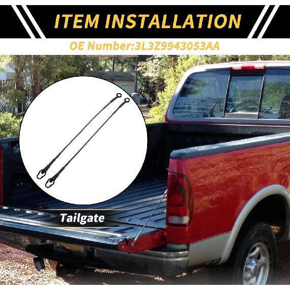 1 Pair Tailgate Cables Tail Gate Support Cables for Ford F-150 97-03 for Ford F-250 F-350 99-12 Lift Gate Support Straps Pickup No.3L3Z9943053AA