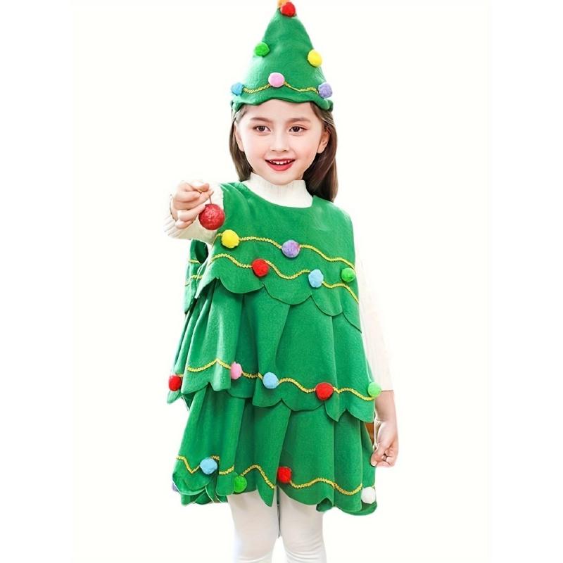 Χριστουγεννιάτικο Κορίτσι Χριστουγεννιάτικο Δέντρο Στολή Φόρεμα Παιδικό Φόρεμα Cosplay Δώρο για Χριστουγεννιάτικο Πάρτι Παράσταση Cross Dressing Φόρεμα για Μπάλα
