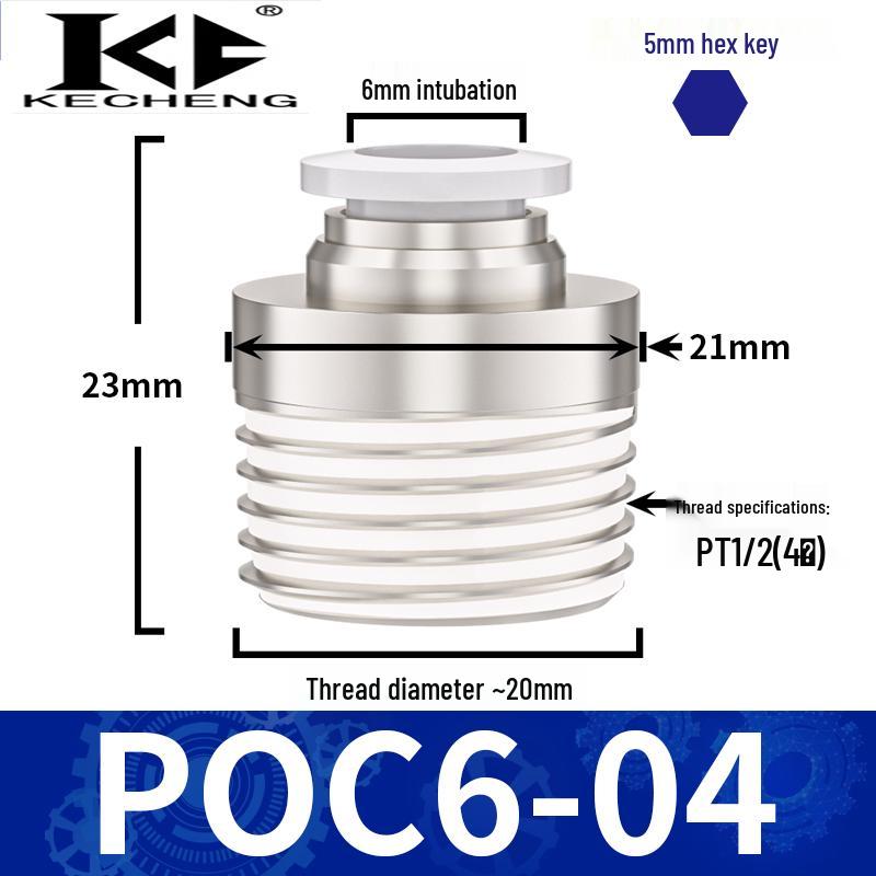 Micro Pneumatic Quick Connector with Internal Hex Thread: POC3/4/6/8-M3/M5/01/02