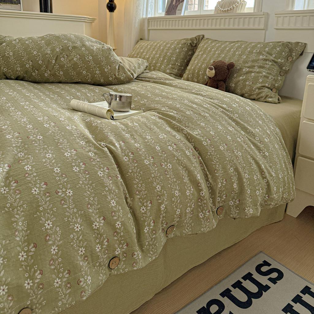 Green Floral Bedding Set Vintage Duvet Cover Set With Pillowcases Single Twin Double Sheet Bed Home Decor Bed Linen Set For Home