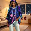 Women's Christmas Print Hooded Pullover Top with Three-Quarter Sleeves