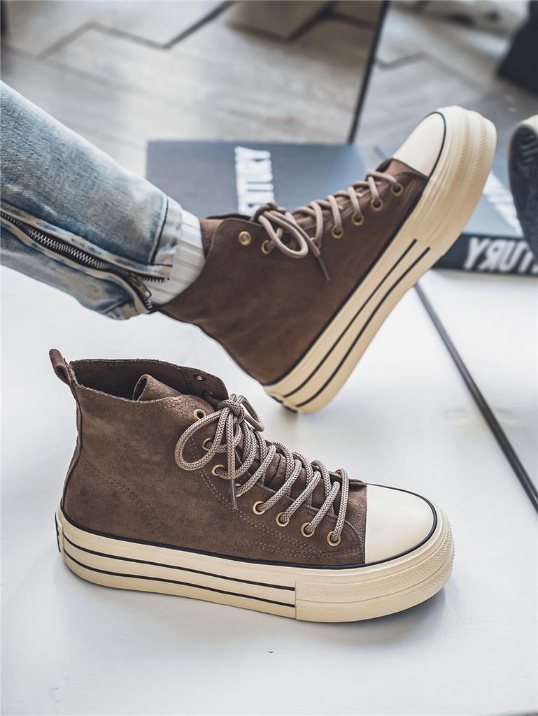 Nowe płócienne buty dla par z wysoką cholewką i grubą podeszwą 35-44