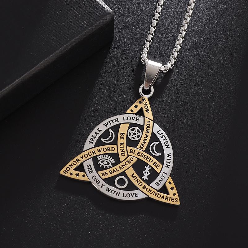 Stainless Steel Nordic Odin Rune Irish Celtic Trinity Knot Pendant Necklace Men Women Lucky Amulet Jewelry