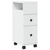 Narrow Bathroom Cabinet with Casters White Engineered Wood
