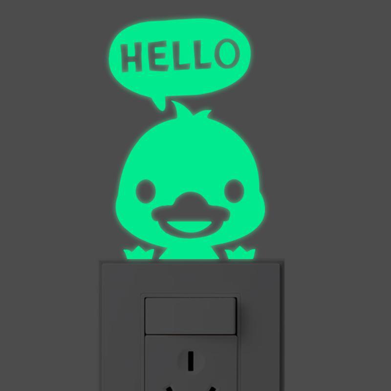 Luminous Five-Pointed Star Wall Stickers for Bedroom and Living Room, Creative Fluorescent Switch Animal Decals.