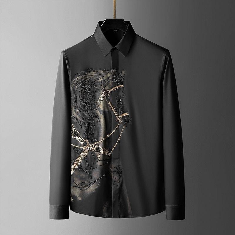 Autumn  Fashion Style Harajuku Slim Fit Tops Loose Casual All Match Shirt Pointed Collar Printed Button Long Sleeve Blusa