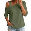 Top Casual da Donna Asimmetrico Scollo a Barca Manica Corta