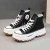 Spring Autumn Female Women High Top Sneakers Lace-Up Casual Plarform Height Canvas Non-slip Wear Resistant Vulcanize Shoes
