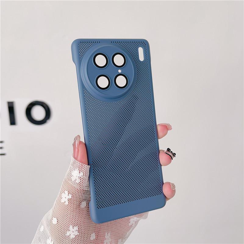 Frameless Heat Dissipation Case With Lens Film For Vivo X90 X90s X80 Pro Plus Breathable Cooling Grid Hard PC Cover Back Shell Protector
