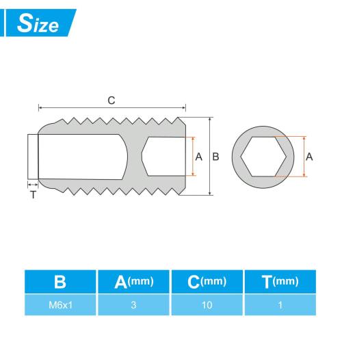 PATIKIL M6 x 10mm Nylon Tip Set Screws, Pack of 5, Metric Hex Socket Head Cup Point Anti-Slip Set Screws, Internal Hex Drive Hardware, 304 Stainless S