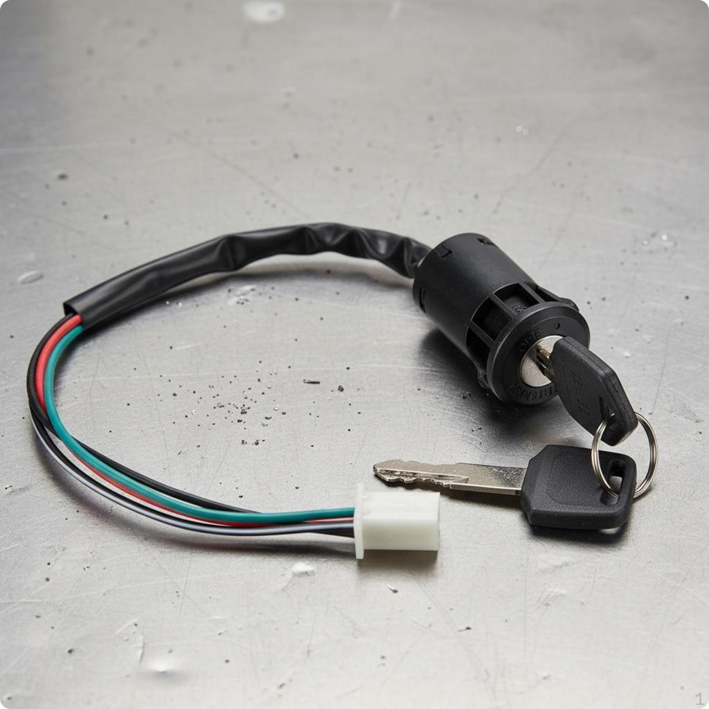Wired Ignition Switch Assembly Sleeved Harness Motorcycle Black Vehicle Part