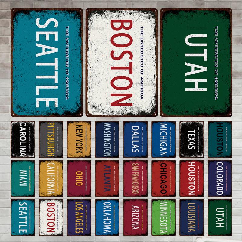 Place Name Sign Metal Sign Vintage Tin Sign Plaque Metal Bar Retro Wall Decor Bar Club Man Cave Metal Poster