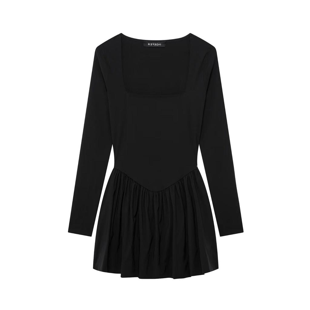 TAOP&ZA Women's Elegant Square Neck Balloon Silhouette Short Dress - Early Spring Collection