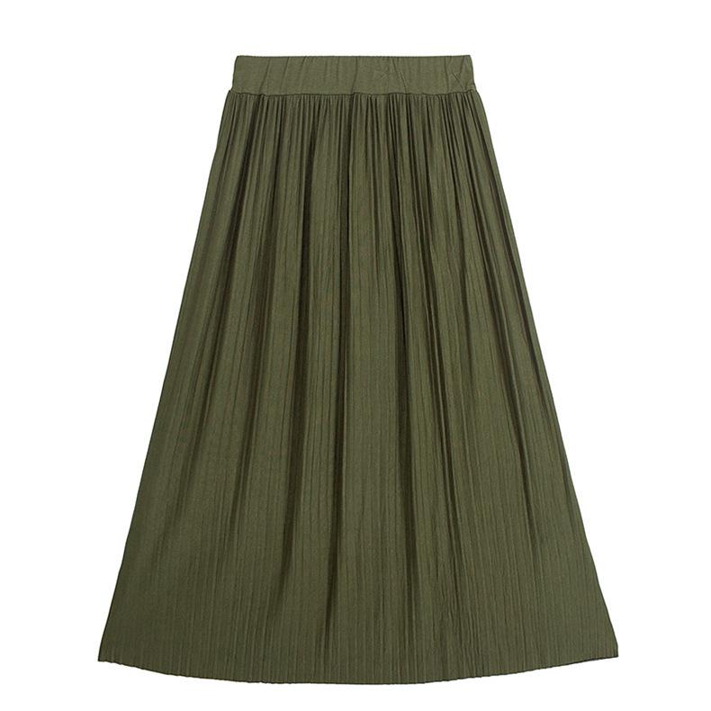 Summer Women's Casual Fashion Plus Size Loose Retro High-waisted Mid-length Skirt Female Pleated Skirt