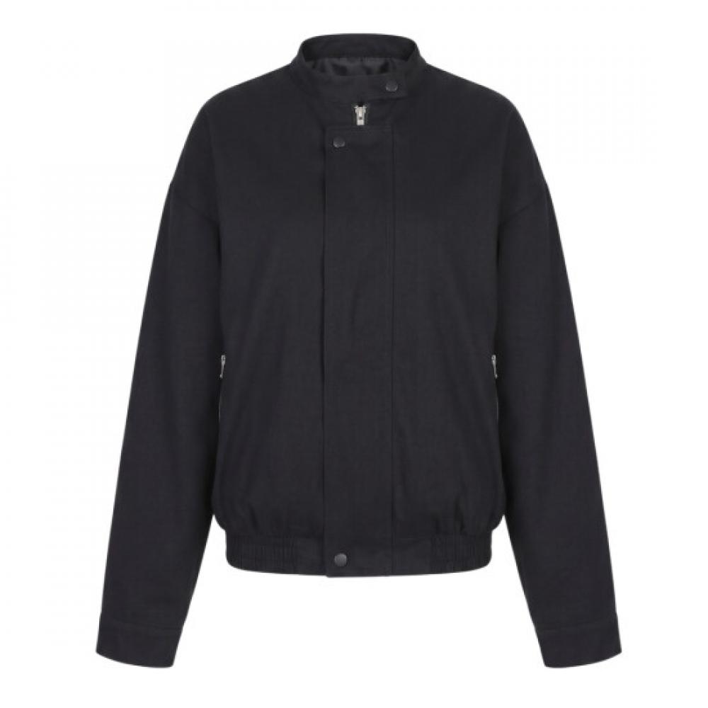 Shop Women S Simple Daily Mockneck Bomber looSe Zip Black Naru Wjp260054