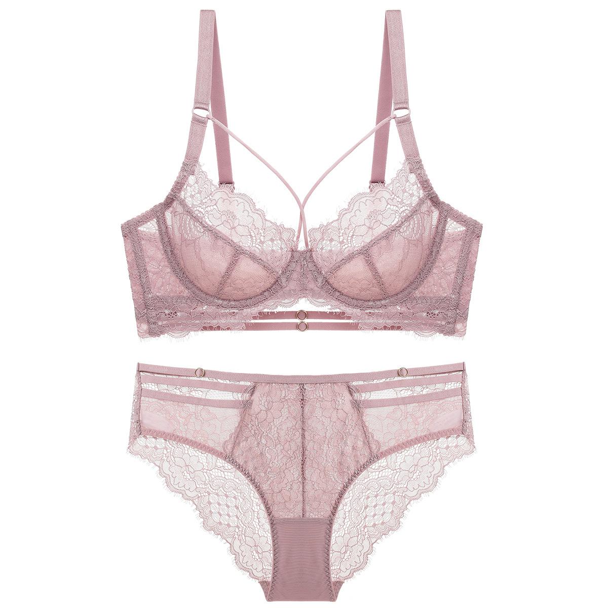 

Французский ультратонкий кружевной комплект с бюстгальтером пуш-ап, сексуальное женское нижнее белье, классический бандажный бюстгальтер, черный романтический полый нижнее белье больших размеров 75B розовый