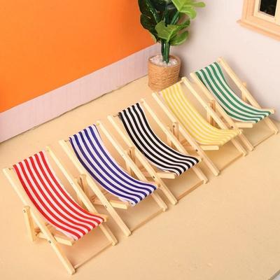 Multicolors 1/12 Dollhouse Chair Wooden Summer Vacation Beach Chair  For Ob11 Doll