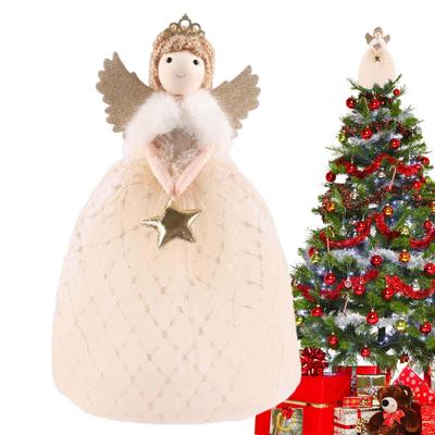 Weihnachtsbaumspitzen Engel Stern Weihnachtsdekorationen Weiche Puppe Mädchen Figur Flügel Baumschmuck für Heimdeko Schlafzimmer