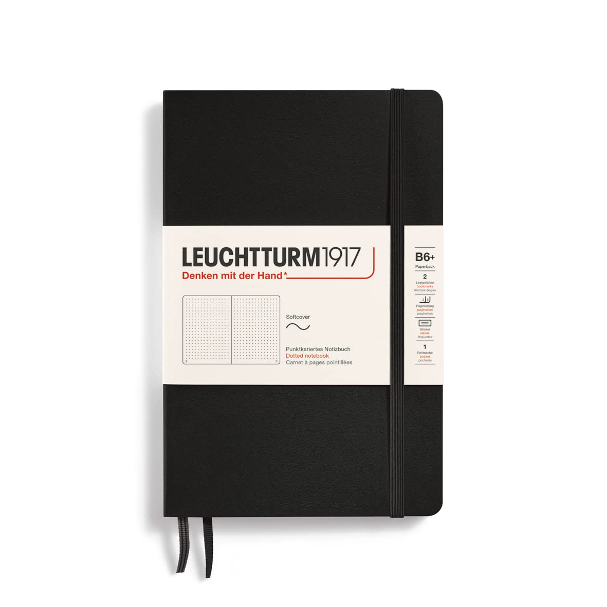 LEUCHTTURM1917 Notebooks Softcover Paperback (B6+) Black Softcover Paperback (B6+) Dot 358291