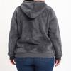 Women's Casual Plus Size Long-Sleeve Hooded Solid-Color Fleece Pullover Sweatshirt