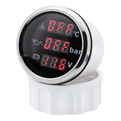 3 In 1 Digital 52mm Gauge with Alarm 0~120℃ Water Temperature Gauge+Oil Pressure Meter+Voltmeter 0-10 Bar Oil Press Sensor