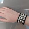 Fashion 3 Row Spikes Rivet Stud Wide Cuff Leather Punk Gothic Rock Unisex Bangle Bracelet Men Jewelry YSX