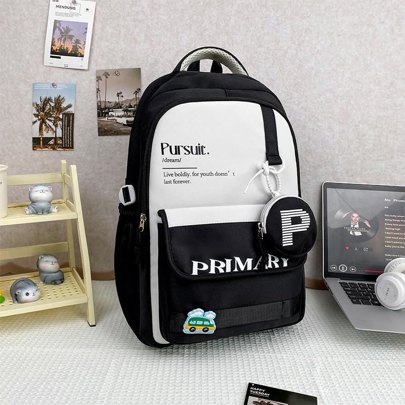 Capacity School Large Backpack For Teens With Nylon Fabric And Letter Print