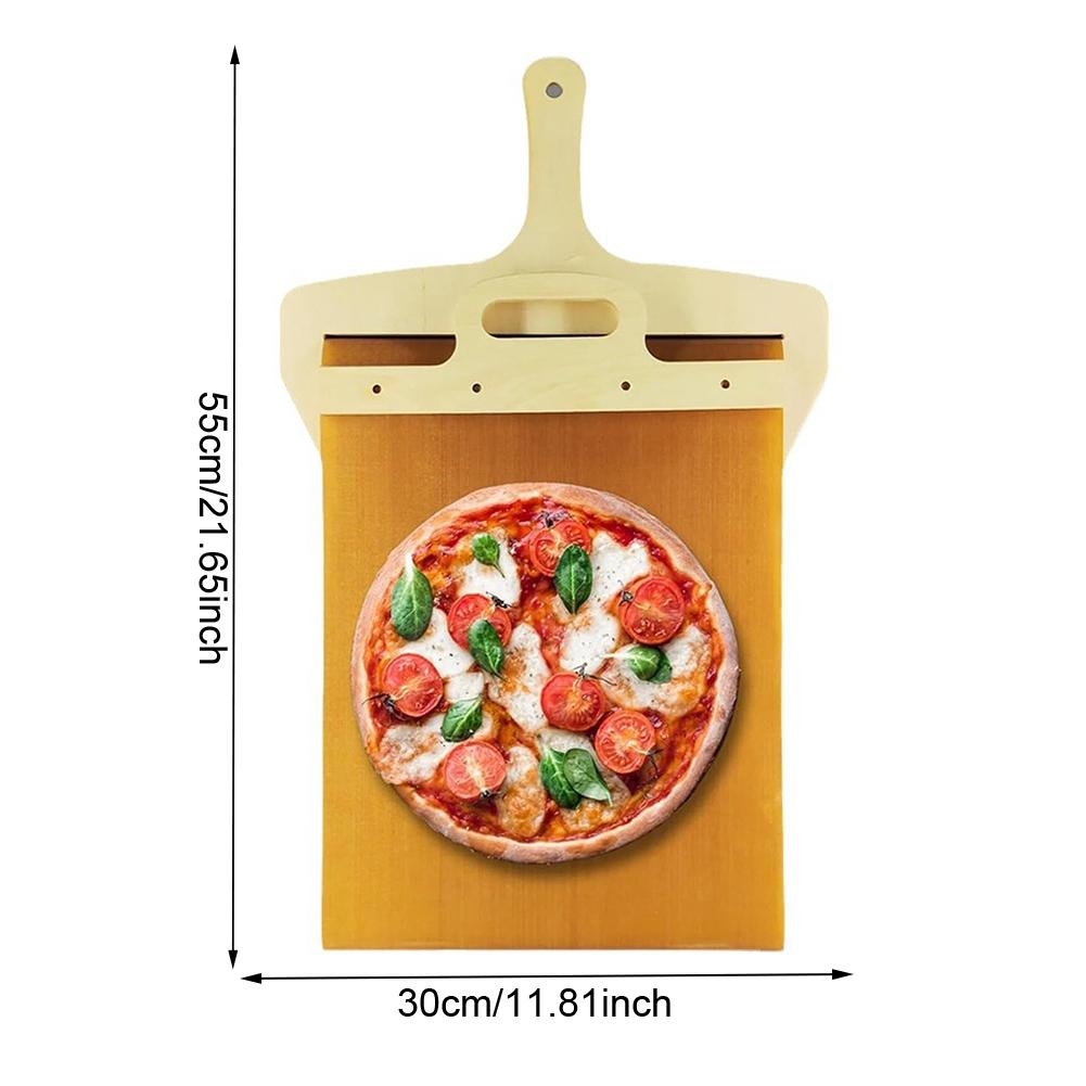 Wooden Sliding Pizza Peel Shovel Removable Wooden Handle Pizza Spatula with High-temperature Resistant Tarps Baking Tools