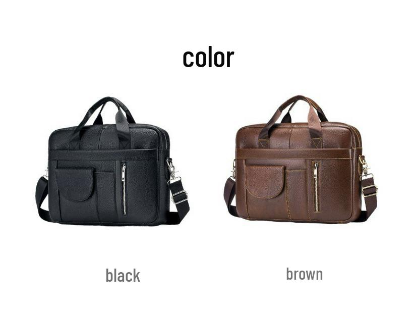 Men's Genuine Leather Business Laptop Briefcase - Large Capacity, Top Layer Cowhide, Crossbody Shoulder Bag