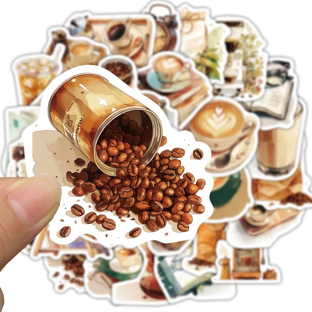 30PCS Vintage Coffee Series Pack Stickers Harajuku Gifts Scrapbooking DIY Creative Paper Waterproof Skateboard Home Reading Stic