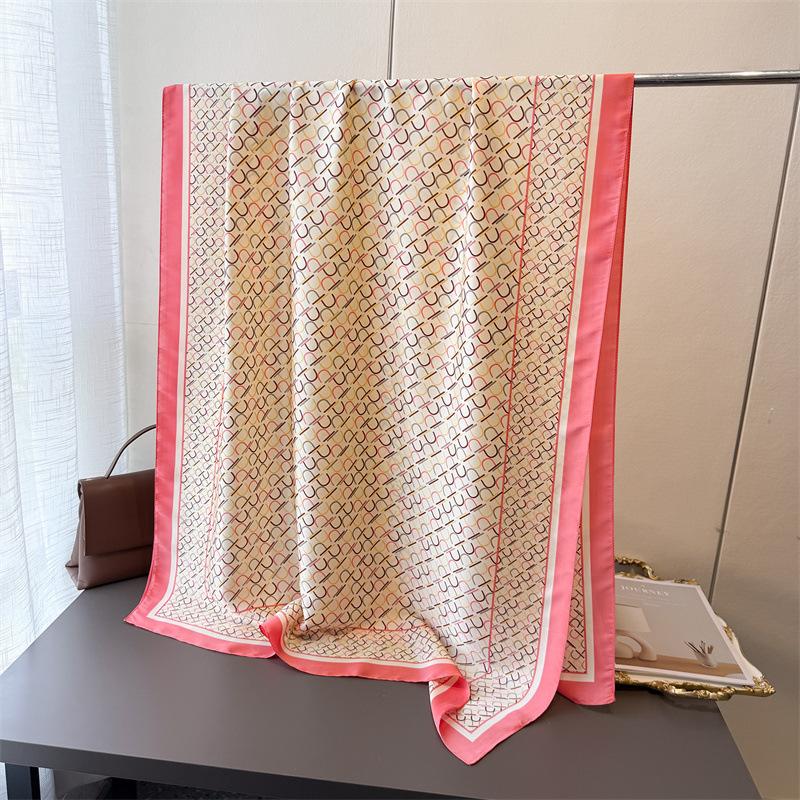 Spring and summer geometric simulation silky brocade fashion sunscreen charm fashion silk scarf long scarf shawl versatile headscarf scarf
