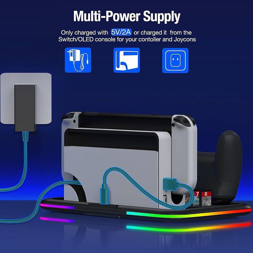 

Быстрая зарядка Зарядное устройство для игрового контроллера RGB-подсветка Зарядная док-станция Контроллер Зарядная подставка