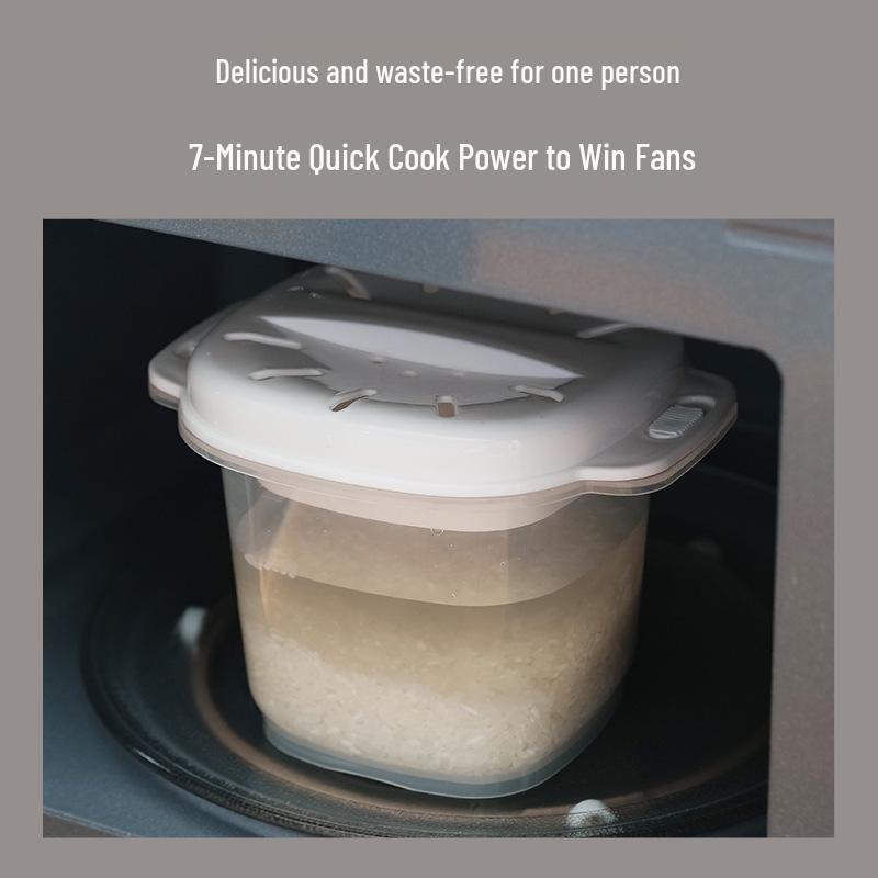 Microwave Rice Steamer with Draining Grid & Freshness Storage Bento Box