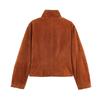 2026 Fall Womens Leather Look Stand Collar Jacket Loose Fit Casual Streetwear Outerwear