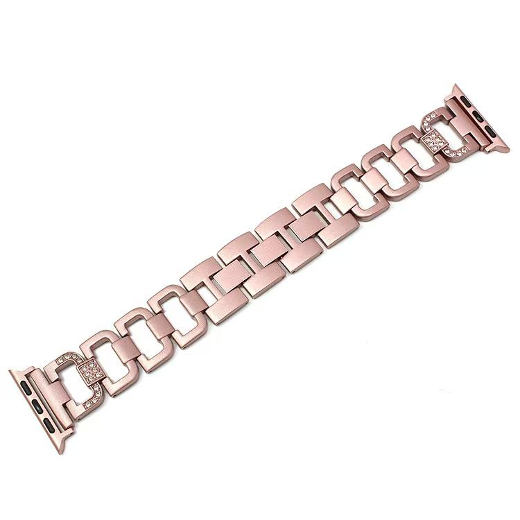 Fashion Simple D Strap for Apple Watch38/40/41mm 42/44/45/49mm Diamond Encrusted Chain Metal Strap Removable