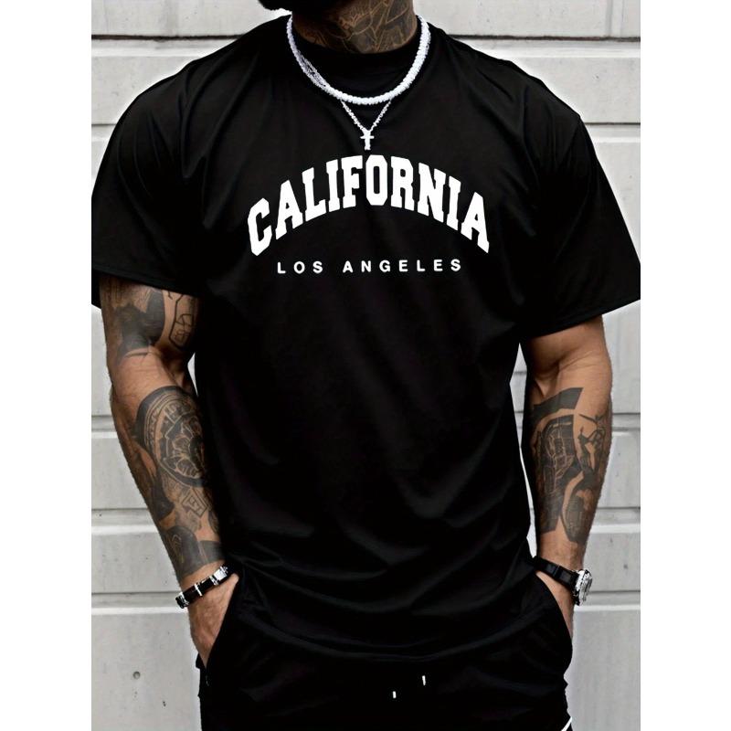 Europäische Größen Herren Buchstabendruck Rundhals Mode Kurzarm T-Shirt, Bequem und Vielseitig, Geeignet für den Sommer