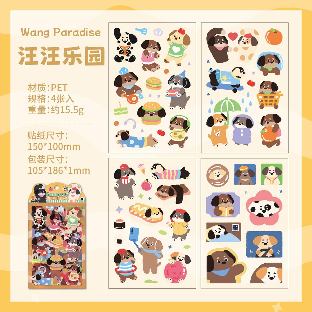 4sheets Kawaii Animal Park Cartoon PET Stickers DIY Diary Album Scrapbook Phone Case Decoration Cute Stationery Stickers