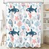 Decorative Shower Curtain Blue Pink Ocean Life Print Waterproof Bathroom Accessories 72 X 84 (183Cmx213Cm)