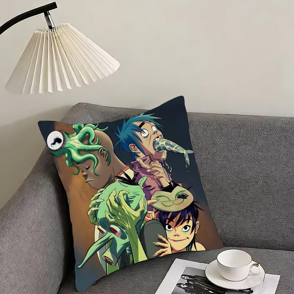 G-Gorillaz Band Cushion Cover Pillowcase Ultra Soft Skin Friendly Fabric Cloud Like Comfort & Concealed Zipper