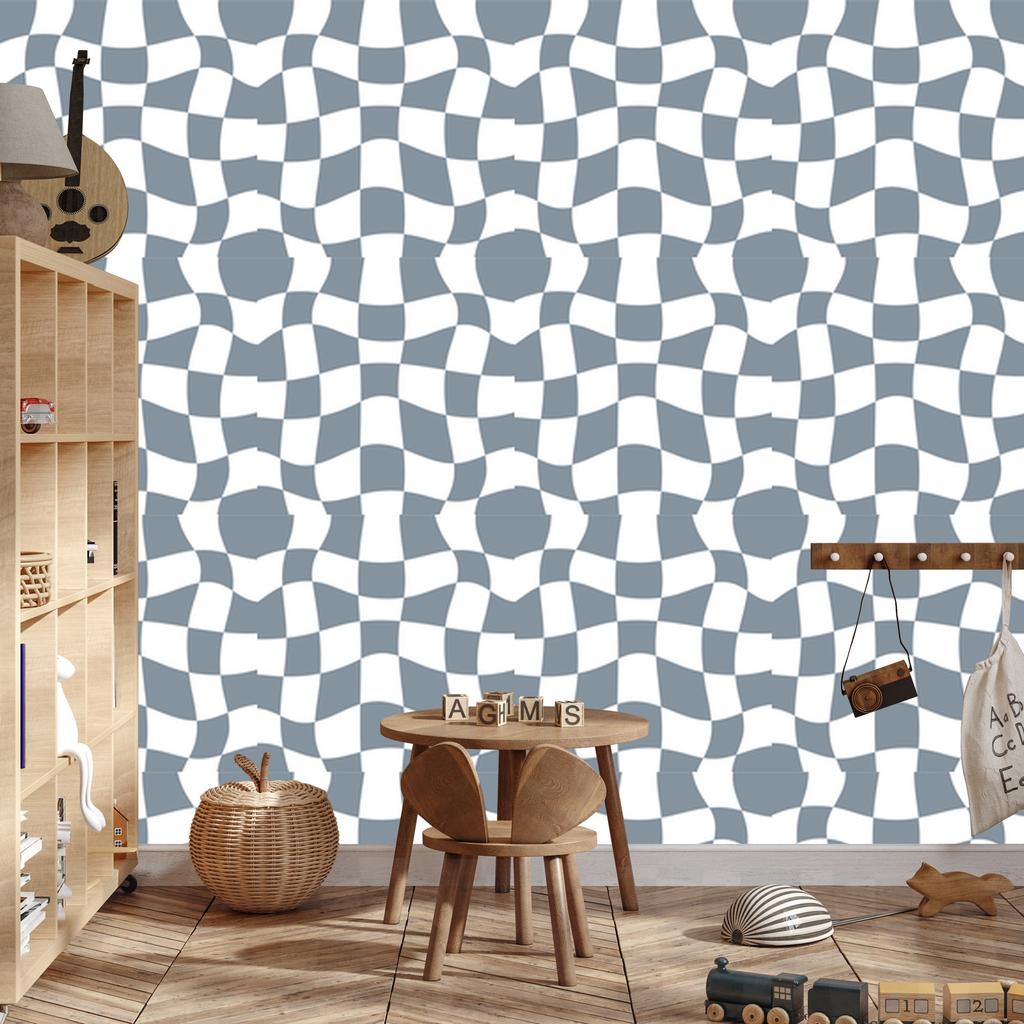 Wallpaper Free Checkerboard Blue, Light Gray Background 50x1000