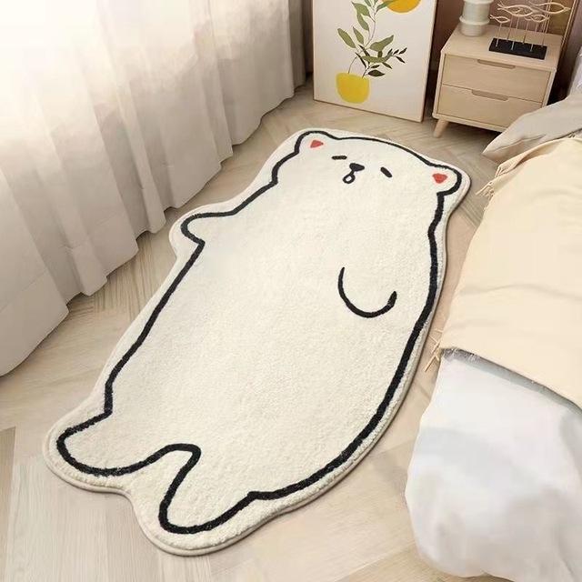 Cute Furry Rug Cartoon Cat Kid Carpet For Bedroom Non -Slip Bedside Area Rug Cute Soft Floor Mat For Living Room Table Mat Decor