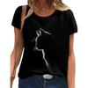 Fashion Woman Blouses T-shirt Women's 3d Cats Print Black Kawaii T Shirt Female Clothing Oversized Summer Top Free Shipping