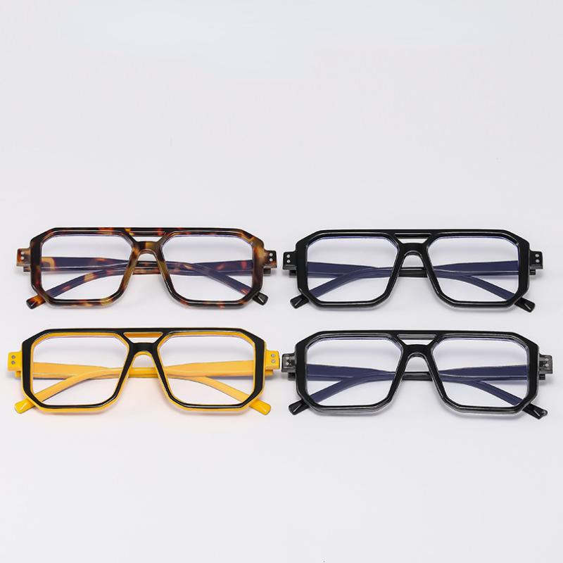 Trendy Double Beam Large Frame Anti Blue Light Glasses Unisex Retro Style Universal Mirror Frame Rice Nail Eyewear
