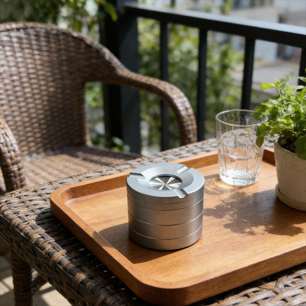 Cool Premium Feel Mechanical Rotating Ashtray with Lid Ash Tray Desktop Ornaments Office Car Ash Tray Smoking Accessories Gifts